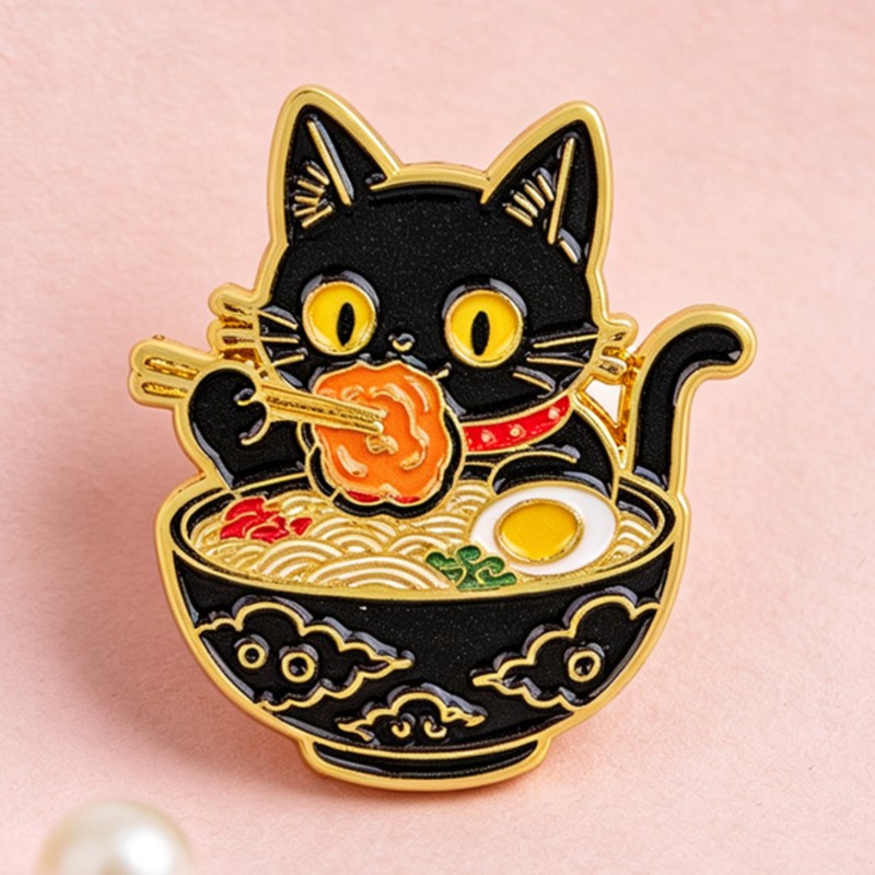 Cute Black Cat Eating Noodles  - Cosplay Prop Bag 评论和价格